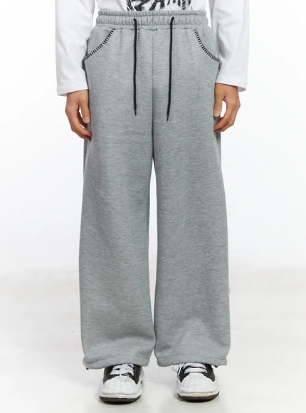 mens-fleece-drawstring-sweatpants-if506 / Gray