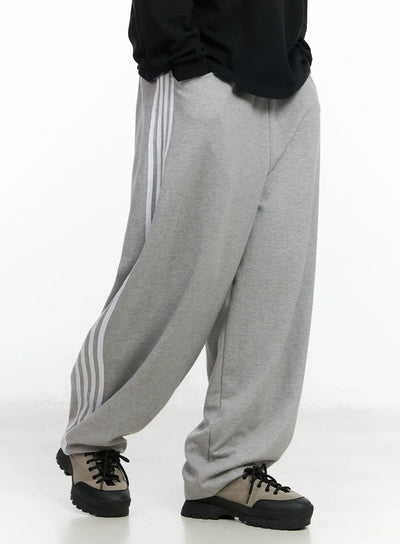 mens-baggy-stripe-sweatpants-im523 / Gray