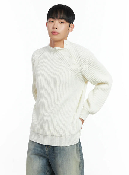 mens-mock-neck-raglan-knit-sweater-in518-1 / Light beige