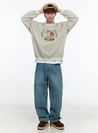 mens-graphic-pigment-sweatshirt-in512 / Light beige