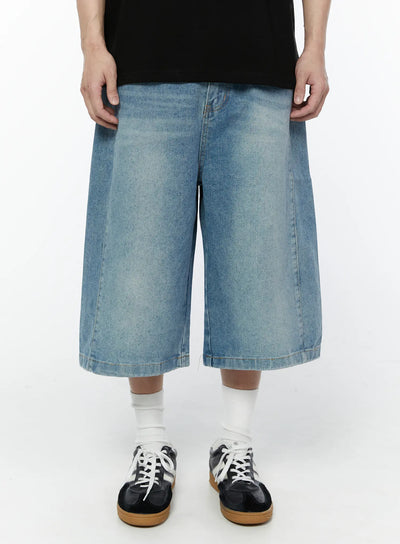 Men's Wide Leg Denim Bermuda Shorts IA527