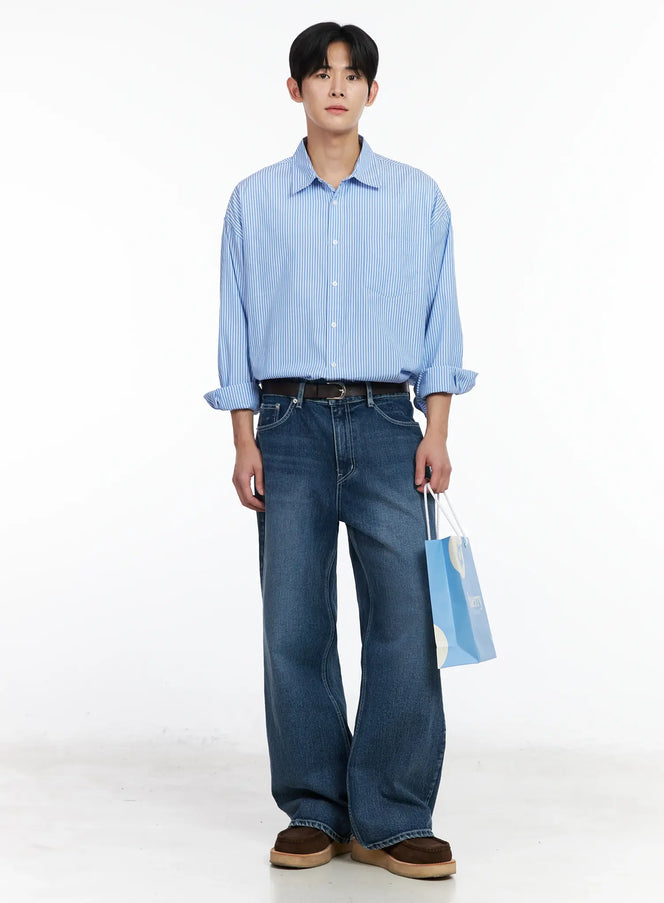 mens-oversized-stripe-shirt-im523 / Light blue