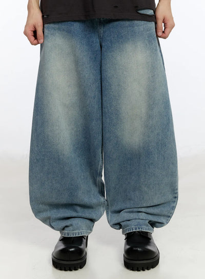 mens-vintage-wash-baggy-jeans-ia507 / Light blue