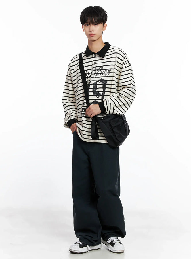 mens-striped-polo-long-sleeve-top-is519 / White