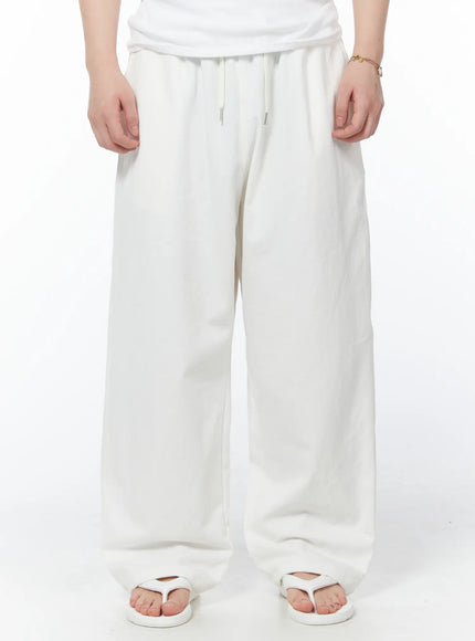 mens-bio-washed-wide-leg-pants-white-iy525 / White