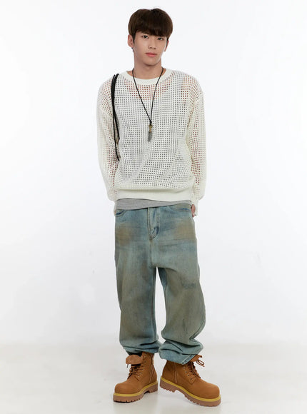 Men's Mesh Knit Sweater IS529