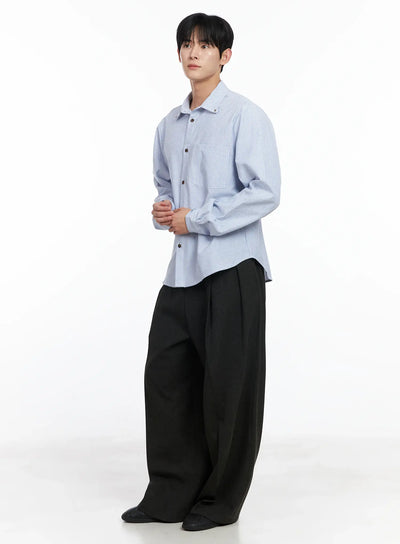 mens-simple-striped-button-up-shirt-ij521