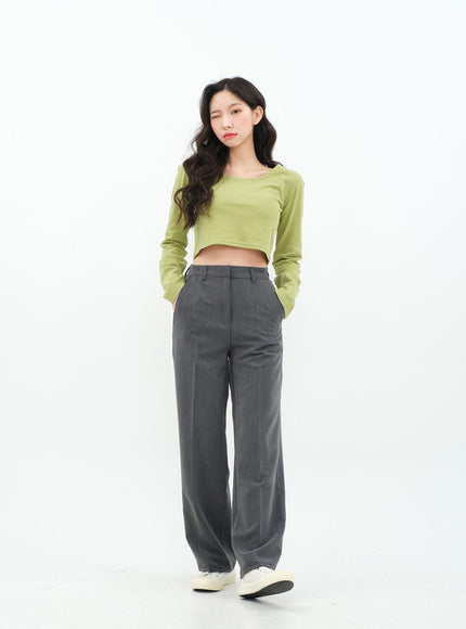 Basic Semi Wide Leg Tailored Pants BA18