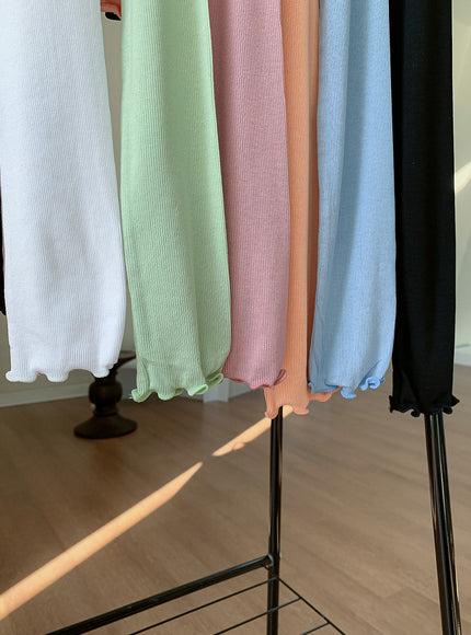 V-neck Frill Long-sleeve Cardigan T-shirt L1002