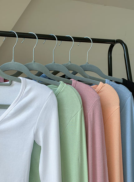 V-neck Frill Long-sleeve Cardigan T-shirt L1002