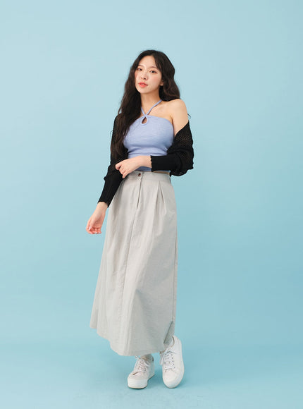 Nylon Maxi Skirt with Banded Back BJ03