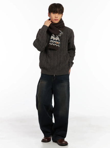 mens-cable-knit-zip-up-cardigan-id511 / Brown