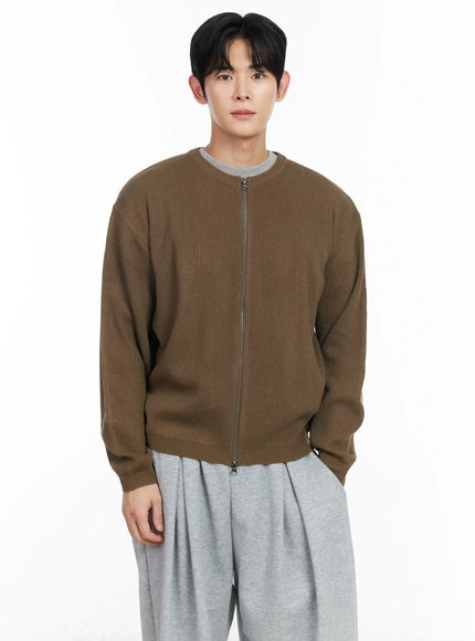 mens-zip-up-cardigan-im518 / Brown