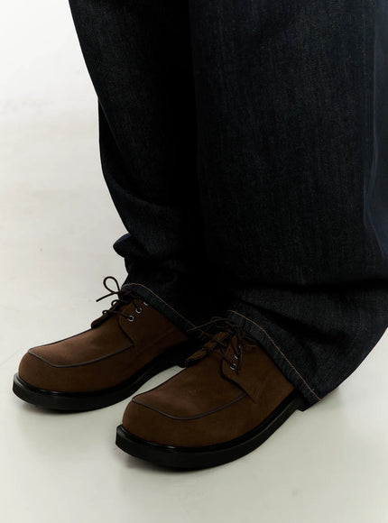 mens-square-toe-suede-loafers-in503 / Dark brown