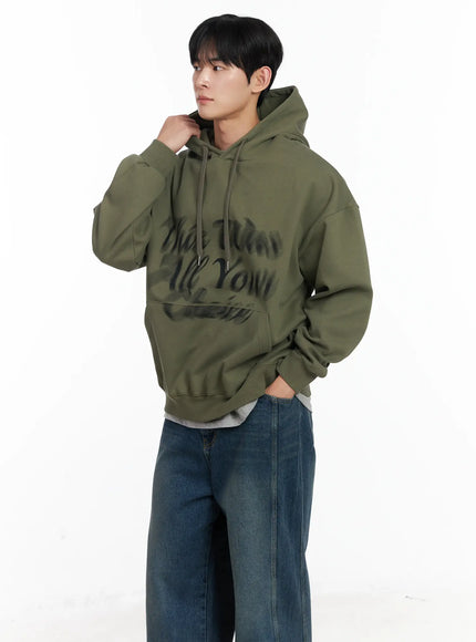 mens-graphic-lettering-hoodie-ij521 / Dark green