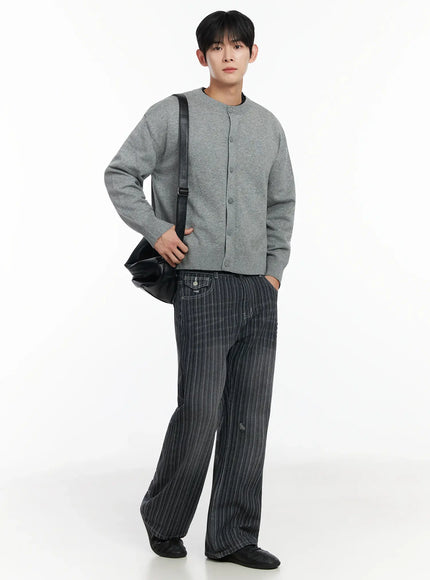 mens-classic-button-up-wool-cardigan-if516 / Gray