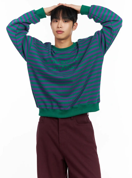 mens-striped-crewneck-sweatshirt-im516 / Green