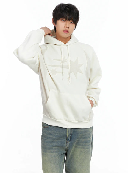 mens-simple-camo-detail-fleece-hoodie-ij512 / Light beige