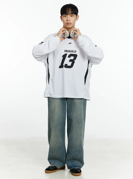 mens-v-neck-contrast-long-sleeve-jersey-if510 / White