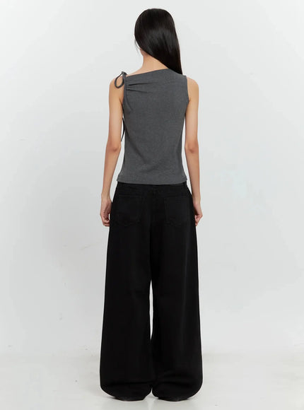 Asymmetric High Neck Tank Top IL528