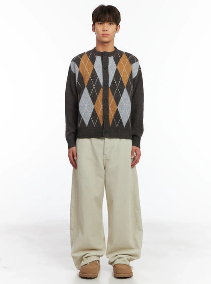 Men's Argyle Knit Cardigan ID511