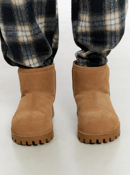 Men's Warm Beige Shearling Boots ID502