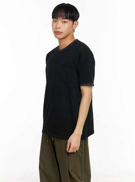 mens-cotton-contrast-trim-tee-ia501 / Black