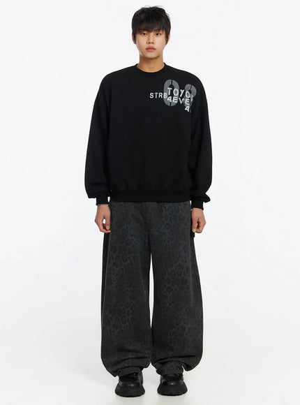 Men's Graphic Print Fleece Crewneck Sweatshirt IJ527