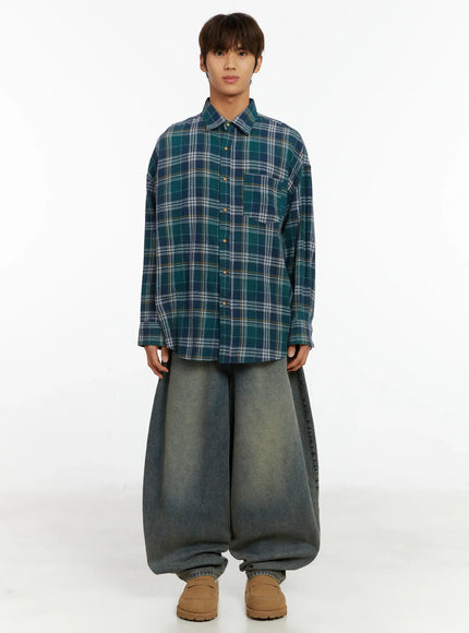 Men's Oversized Plaid Shirt ID524