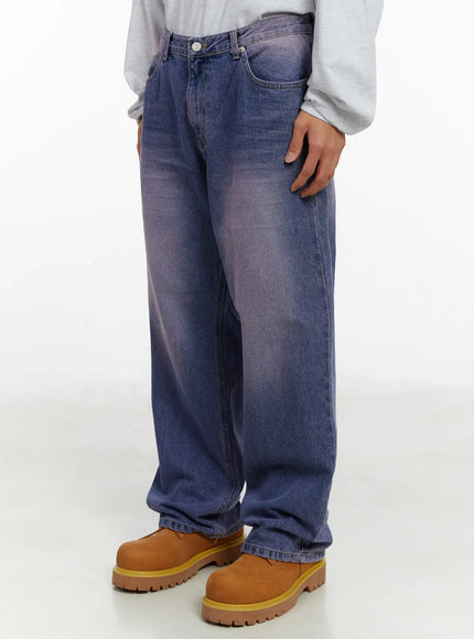 Men's Purple Washed Wide Jeans ID523
