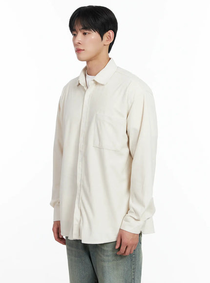 mens-simple-suede-button-up-shirt-ij521