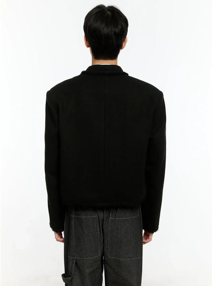 Men's Fringe Detail Cropped Wool Jacket IN503