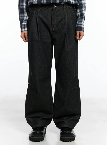 Men's Pintuck Jeans (Black)  IN518