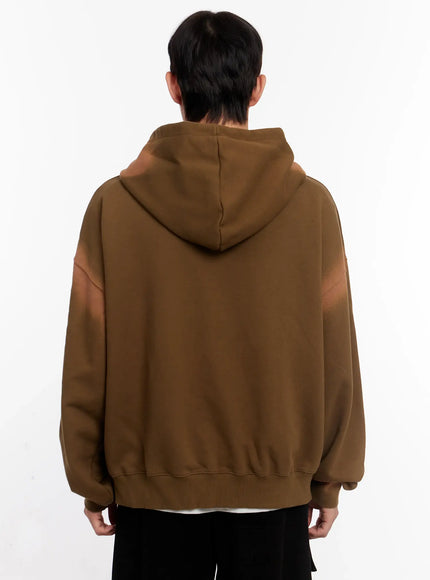 Men's Vintage Wash Graphic Zip-Up Hoodie IO523