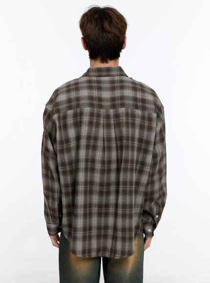 Men's Plaid Button-Up Shirt IN512