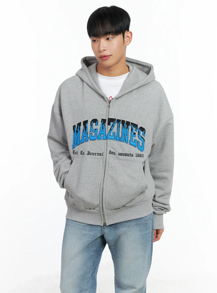 Men's Graphic Magazine Zip-Up Hoodie IN518