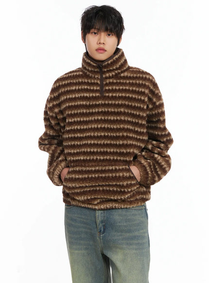 mens-warm-fleece-striped-quarter-zip-up-ij512
