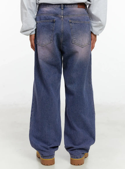 Men's Purple Washed Wide Jeans ID523