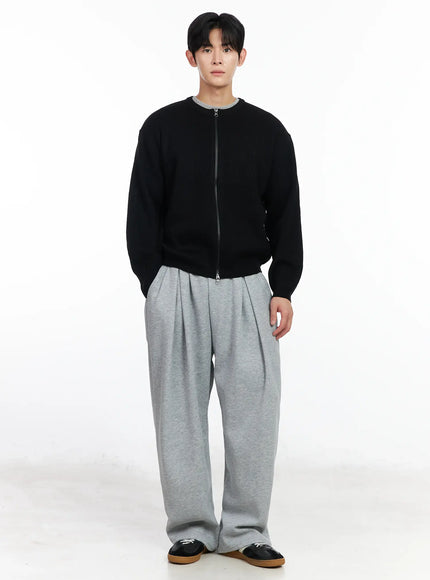 mens-zip-up-cardigan-im518 / Black