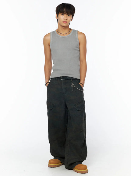 mens-ribbed-sleeveless-shirt-iu503 / Gray