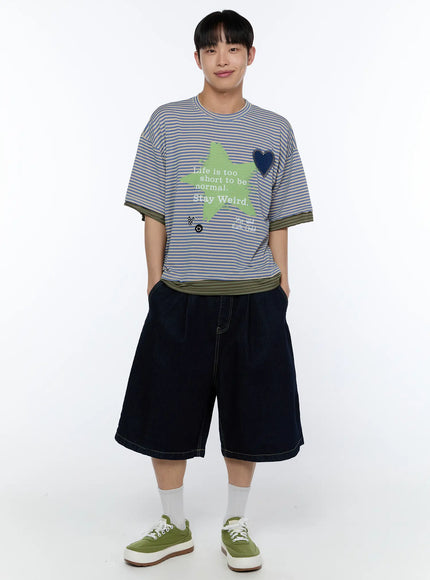 mens-layered-stripe-graphic-tee-ia517 / Light blue