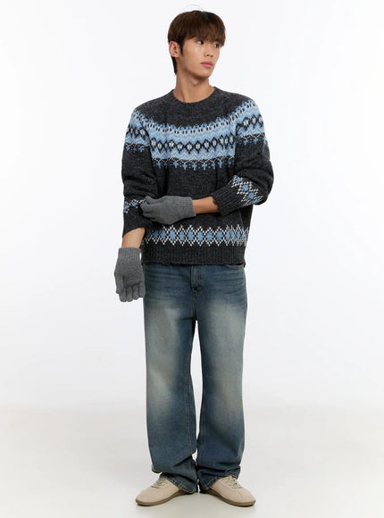 mens-nordic-knit-sweater-in528 / Dark gray