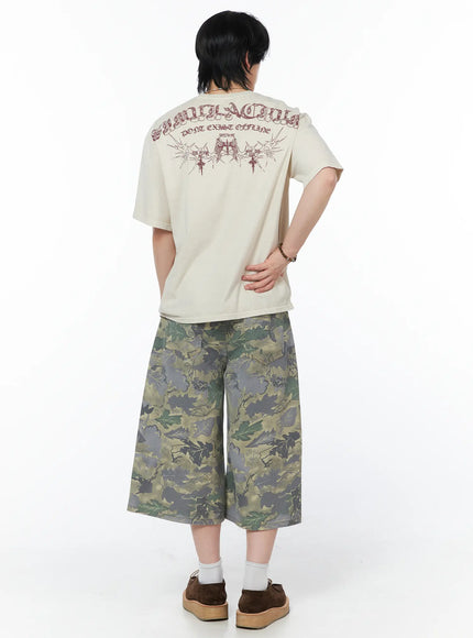 mens-graphic-print-t-shirt-iy525 / Light beige