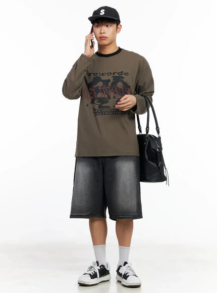 Men's Glitch Graphic Long Sleeve Top IM516