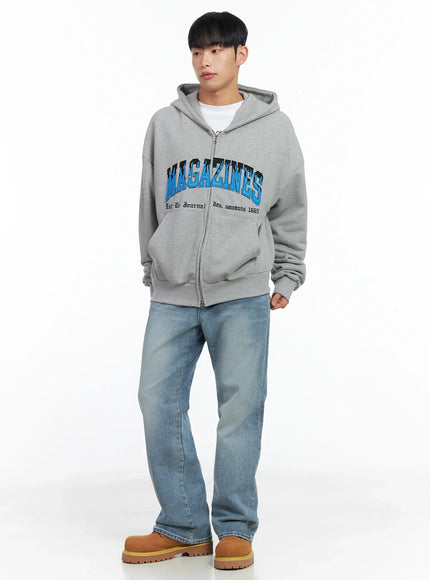 Men's Graphic Magazine Zip-Up Hoodie IN518