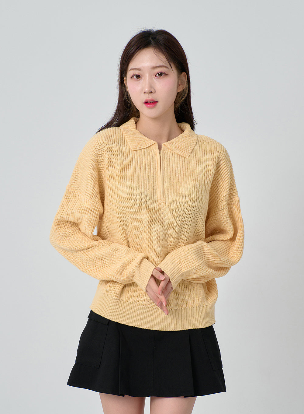 Half Zip-up Knitted Sweat Shirt OA01