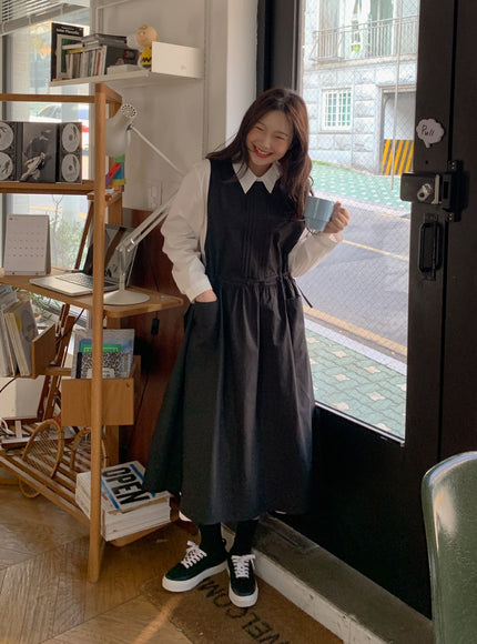 Pintuck Drawstring Waist Dress BA15