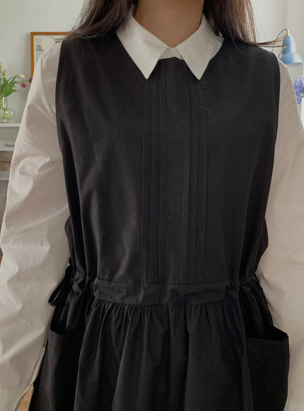 Pintuck Drawstring Waist Dress BA15