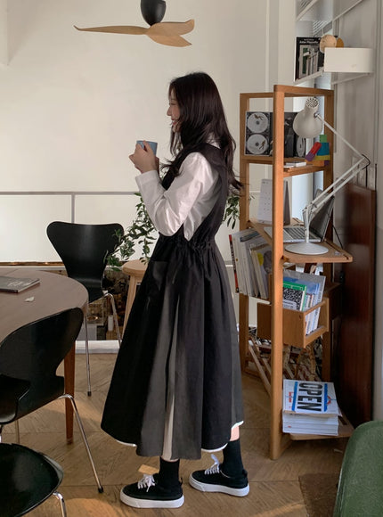 Pintuck Drawstring Waist Dress BA15