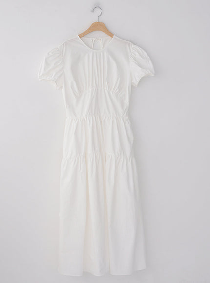 Puff Sleeve Dress with Ribbon Back